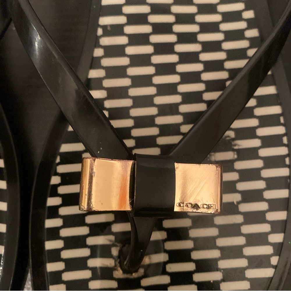 COACH Black Bow Flip Flop Sandals - Picture 3 of 6